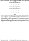 Cover page: Adolescent Metacognitive Ability Predicts Spontaneous Task Strategy Adjustment