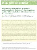 Cover page: High-frequency oscillations in epileptic and non-epileptic Alzheimers disease patients and the differential effect of levetiracetam on the oscillations.