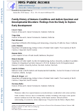 Cover page: Family history of immune conditions and autism spectrum and developmental disorders: Findings from the study to explore early development