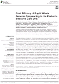 Cover page: Cost Efficacy of Rapid Whole Genome Sequencing in the Pediatric Intensive Care Unit