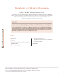 Cover page: Metabolic Signaling to Chromatin