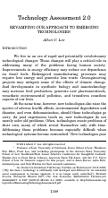 Cover page: Technology Assessment 2.0: Revamping Our Approach to Emerging Technologies