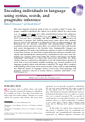 Cover page: Encoding individuals in language using syntax, words, and pragmatic inference