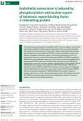 Cover page: Endothelial senescence is induced by phosphorylation and nuclear export of telomeric repeat binding factor 2–interacting protein