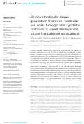 Cover page: De novo testicular tissue generation from non-testicular cell lines, biologic and synthetic scaffolds: Current findings and future translational applications