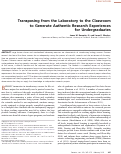 Cover page: Transposing from the Laboratory to the Classroom to Generate Authentic Research Experiences for Undergraduates