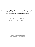 Cover page: Leveraging High Performance Computation for Statistical Wind Prediction