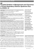 Cover page: Hospital Variation in Management and Outcomes of Acute Respiratory Distress Syndrome Due to COVID-19.