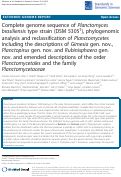 Cover page: Complete genome sequence of Planctomyces brasiliensis type strain (DSM 5305T), phylogenomic analysis and reclassification of Planctomycetes including the descriptions of Gimesia gen. nov., Planctopirus gen. nov. and Rubinisphaera gen. nov. and emended descriptions of the order Planctomycetales and the family Planctomycetaceae