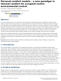Cover page: Personal comfort models—A new paradigm in thermal comfort for occupant-centric environmental control