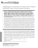 Cover page: Validating genetic risk associations for ovarian cancer through the international Ovarian Cancer Association Consortium