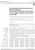 Cover page: Corrigendum: Extended-Spectrum Beta-Lactamase Producing-Escherichia coli Isolated From Irrigation Waters and Produce in Ecuador