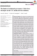 Cover page: The limits of relational governance: Sales force strategies in the U.S. medical device industry