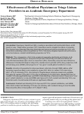 Cover page: Effectiveness of Resident Physicians as Triage Liaison Providers in an Academic Emergency Department