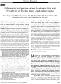 Cover page: Differences in Opinions About Marijuana Use and Prevalence of Use by State Legalization Status