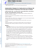 Cover page: Implementation Strategies for Creating Inclusive, All-Women HIV Care Environments: Perspectives From Trans and Cis Women