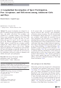 Cover page: A Longitudinal Investigation of Sport Participation, Peer Acceptance, and Self-esteem among Adolescent Girls and Boys