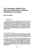 Cover page: The Continuing Viability of The Deterrence Rationale In Trademark Infringement Accountings