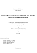 Cover page: Towards High-Performance, Efficient, and Reliable Quantum Computing System