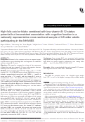 Cover page: High folic acid or folate combined with low vitamin B-12 status: potential but inconsistent association with cognitive function in a nationally representative cross-sectional sample of US older adults participating in the NHANES