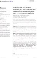 Cover page: Assessing the validity and reliability of the 10-item Persian version of the perceived stress scale in post-surgery patients.