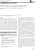 Cover page: Metabolic syndrome and esophageal and gastric cancer