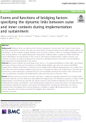 Cover page: Forms and functions of bridging factors: specifying the dynamic links between outer and inner contexts during implementation and sustainment