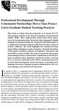 Cover page: Professional Development Through Community Partnership: How a Class Project Led to Graduate Student Teaching Practices