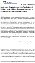 Cover page: Erasing the Empire through the Restitution of Military Land: Military Bases and Processes of Re-appropriation in French Polynesia