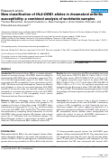 Cover page: New classification of HLA-DRB1alleles in rheumatoid arthritis susceptibility: a combined analysis of worldwide samples