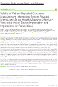 Cover page: Validity of Patient-Reported Outcomes Measurement Information System Physical, Mental, and Social Health Measures After Left Ventricular Assist Device Implantation and Implications for Patient Care.