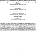 Cover page: Examining the association between elementary students lexcio-syntactic writingfeatures and cognitive-motivational profiles using Natural Language Processing