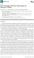 Cover page: Next Generation Wireless Technologies for Internet of Things.