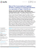 Cover page: Role of the transcriptional regulator SP140 in resistance to bacterial infections via repression of type I interferons