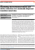 Cover page: Elucidating electrochemical nitrate and nitrite reduction over atomically-dispersed transition metal sites.