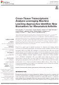 Cover page: Cross-Tissue Transcriptomic Analysis Leveraging Machine Learning Approaches Identifies New Biomarkers for Rheumatoid Arthritis