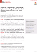 Cover page: Control of Recombination Directionality by the Listeria Phage A118 Protein Gp44 and the Coiled-Coil Motif of Its Serine Integrase