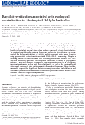 Cover page: Rapid diversification associated with ecological specialization in Neotropical Adelpha butterflies.