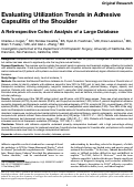 Cover page: Evaluating Utilization Trends in Adhesive Capsulitis of the Shoulder: A Retrospective Cohort Analysis of a Large Database.