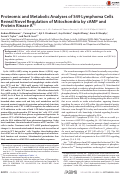 Cover page: Proteomic and Metabolic Analyses of S49 Lymphoma Cells Reveal Novel Regulation of Mitochondria by cAMP and Protein Kinase A*