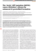 Cover page: The 'Arctic' APP mutation (E693G) causes Alzheimer's disease by enhanced Abeta protofibril formation.