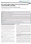 Cover page of Fine particulate matter and nonaccidental and cause-specific mortality: Do associations vary by exposure assessment method?