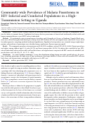 Cover page: Community-wide Prevalence of Malaria Parasitemia in HIV-Infected and Uninfected Populations in a High-Transmission Setting in Uganda