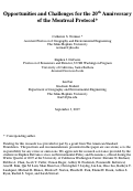 Cover page: Opportunities and Challenges for the 20th Anniversary of the Montréal Protocol