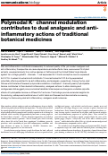 Cover page: Polymodal K+ channel modulation contributes to dual analgesic and anti-inflammatory actions of traditional botanical medicines.