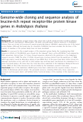Cover page: Genome-wide cloning and sequence analysis of leucine-rich repeat receptor-like protein kinase genes in Arabidopsis thaliana