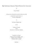 Cover page: High Performance Dispenser Printed Thermoelectric Generators