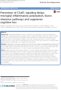 Cover page: Prevention of C5aR1 signaling delays microglial inflammatory polarization, favors clearance pathways and suppresses cognitive loss