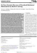 Cover page: De Novo Atomistic Discovery of Disordered Mechanical Metamaterials by Machine Learning.