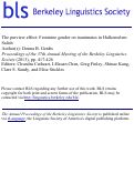 Cover page: The Purview Effect: Feminine Gender on Inanimates in Halkomelem Salish